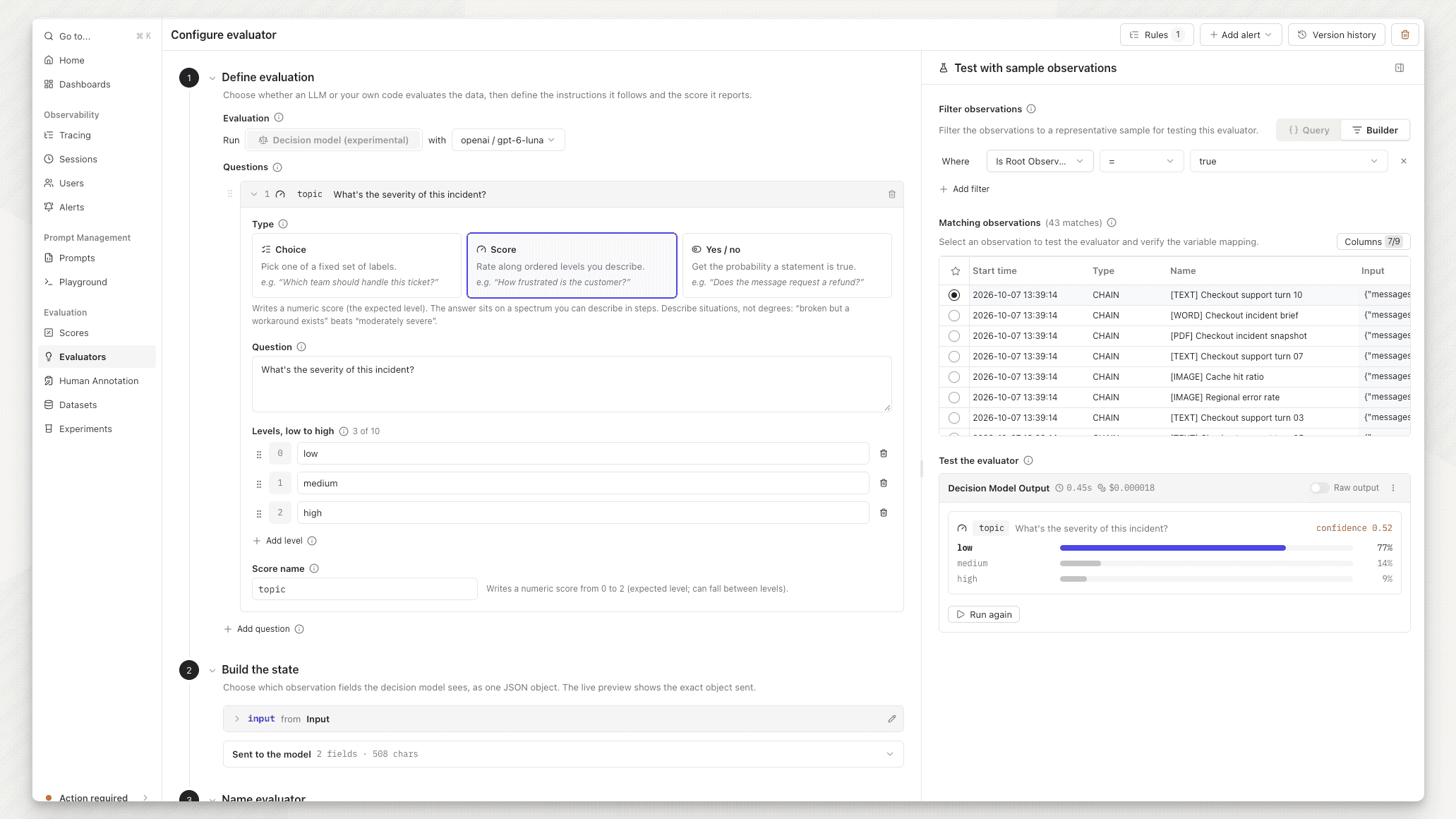 Evaluate with OpenAI decision models